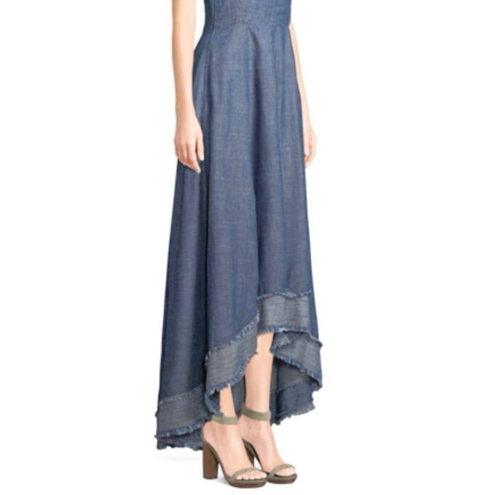 Trina Turk Cocktail High Low Denim Dress Size 6 - Picture 14 of 15